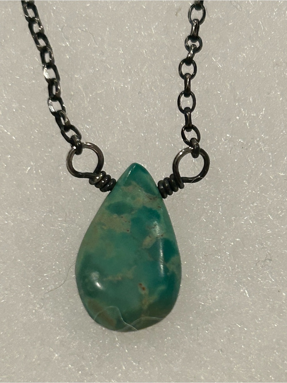 Heidi J. Hale Handmade Teardrop Turquoise Pendant Necklace - Green